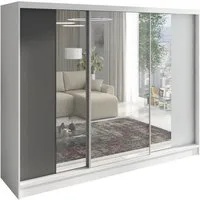 A&J MöbelLand GmbH Schiebetürenschrank VIDA 200 cm 3-türig Schrank mit Schubladen und Spiegel (TOP ANGEBOT! Geräumiger Schrank mit einer Breite von 200 cm und Spiegel, ideal zur Aufbewahrung von Kleidung und Accessoires. 3 Schubladen und viel Staurau