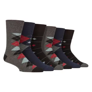 6 Paar Herren Baumwollsocken | Gemusterte, weiche, nicht einengende Alltagssocken