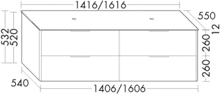 Burgbad Waschtischunterschrank+Konsolenplatte Oteo Graphit Softmatt/Feinstein Nachtschwarz SHMF161F7434A0392