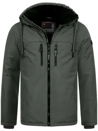 Alessandro Salvarini Herren Winterjacke AS-332 mit Teddyfell & Kapuze