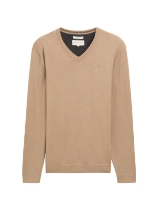 Tom Tailor - Strickpullover mit V-Ausschnitt beige - Gr. - XXXL