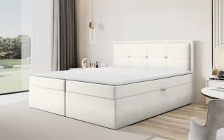 Boxspringbett Schlafzimmerbett DEGNA 160x220cm Stoff Gerra Creme