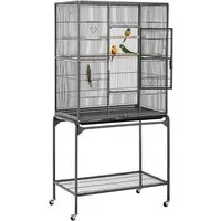 Yaheetech Vogelkäfig, mit Tür Vogelhaus Vogelbauer mit 4 Rollen
