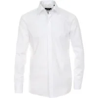 CASAMODA Langarmhemd Festliches Hochzeitshemd Herren Hemd (1-tlg) Langarm Kentkragen Uni Umschlagmanschette regular fit, weiß HL8, 43