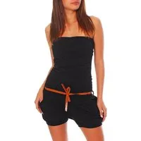 malito more than fashion Kurzoverall malito Damen Einteiler kurz in Unifarben, Overall mit Gürtel, schick mit Gürtel Einheitsgröße