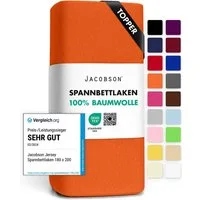 Jacobson Spannbettlaken TOPPER aus 100% Baumwolle, Jersey Bettlaken 160 g/m², Spannbetttuch mit Gummizug, pflegeleicht & viele Farben