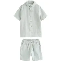 Next Shirt & Shorts Strukturiertes Kurzarmhemd und Shorts (2-tlg)