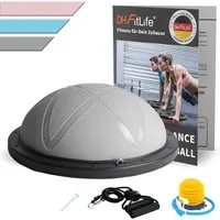 DH FitLife Balanceboard Balance Ball, bosu ball, Yoga Gleichgewichtstrainer, beidseitig einsetzbar, Φ60*22cm bis 200 KG, mit Pumpe & 2 bändern