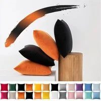 Sunicol Kissenbezug 4er Set SAMT Kissenhülle, 45x45 cm, mit Verstecktem Reißverschluss, Sofakissen Lendenkissen Wurfkissenbezug, für Sofa Schlafzimmer