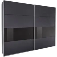 Wimex Schwebetürenschrank Bramfeld (Bramfeld, 1-St., moderne Optik, Metallgriffleisten, Absetzungen Glas) 270x64x236cm graphit / schwarzglas