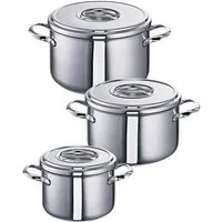 SCHULTE-UFER Topf-Set Romana, Edelstahl 18/10 (Set, 6-tlg., 1x Fleischtopf Ø 16 cm, 1x Fleischtopf Ø 20 cm, 1x Fleischtopf Ø 22 cm), Induktion