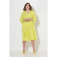 MIAMODA Midikleid Kleid A-Linie Blätter-Muster Volants