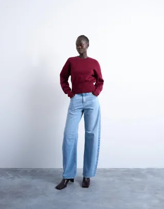 topshop - TSBELLE LS O-NECK PULLOVER Burgundy - Gr. - XS