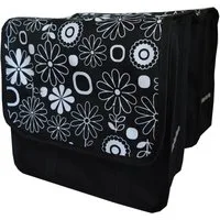 Aves-24 Fahrradtasche FAHRRADTASCHE Satteltasche Gepäckträgertasche Doppel Fahrrad 26" 28", 13. Duo - Blumen S/W