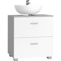 VASAGLE Waschbeckenunterschrank Badezimmerschrank mit 2 Lamellentüren, verstellbare Regalebene, mit Griffen
