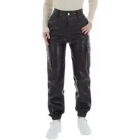 Ital-Design Lederimitathose Damen Freizeit (86365176) Stretch Jogginghose in Schwarz