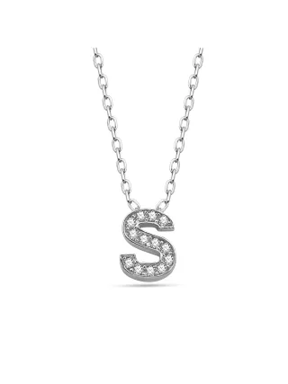 Dkeniz Anhänger mit Kette Buchstabe S 925/- Sterling Silber