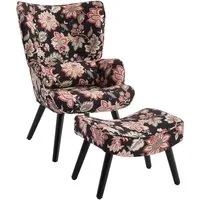 HomeMiYN Ohrensessel Relaxsessel Lehnstühle, Ohrensessel mit Hocker lesesessel, Chair