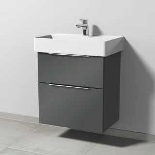 Sanipa 3way Waschtischunterbau zu Duravit Dura Square Waschtisch mit 2 Auszügen, Anthrazit-Glanz UF42379