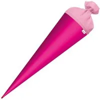 Roth Schultüte Basteltüte 70 cm, rund pink Einschulung Zuckertüte Rot(h)-Spitze Filz-Verschluss