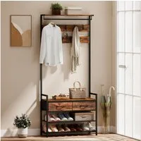 HOMCOM Garderobenständer, (Set, 1 St., 1), 5-in-1 Flurgarderobe mit Bank & Schuhregal