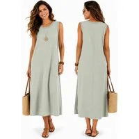 SUBLEVEL Sommerkleid Ärmelloses Maxikleid Luftig Elegant Vielseitig 120cm lang Sommerkleid