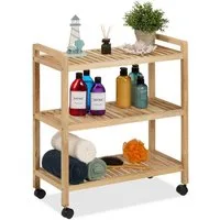relaxdays Badregal Holz mit Rolle