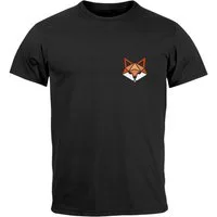 Neverless Print-Shirt Herren T-Shirt Fuchsmotiv Brustlogo Aufdruck Tiermotiv Polygon-Style mit Print