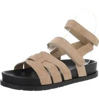 Ital-Design Moderne Damen-Sandalen mit breiten Riemen und Komfort Riemchensandalette (89372709) Flach Riemchensandalen in Hellbraun