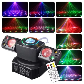 [EU Direct] YBEIYUAN 60W RGBW Party Effect Red and Green Beam Strobe With Aperture Remote Control DMX512 DJ Disco Bar KT