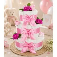 dubistda-WINDELTORTEN- Neugeborenen-Geschenkset XXL Windeltorte Rosenblüte