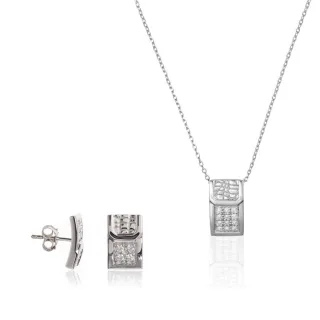 Orphelia Damen 925 Sterling Silber Set: Kettenanhänger + Ohrringe - Silber SET-5902