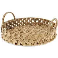 Rex London Servierteller Rundes Tablett aus Wasserhyazinthe mit Griffen 29,5 x 29,5 x 11 cm