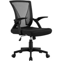 Yaheetech Bürostuhl aus Mesh-Gewebe Höhenverstellbarer Schreibtischstuhl, Ergonomischer Drehstuhl Arbeitsstuhl mit Hochklappbaren Armlehnen