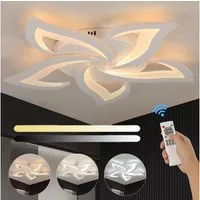 LETGOSPT Deckenleuchte 50W LED-Deckenleuchte, dimmbar, Wohnzimmerlampe mit Fernbedienung, LED fest integriert, Kaltweiß, Naturweiß, Warmweiß, 5 Sterne Blumen-Kronleuchter-Lampe,moderne Schlafzimmer-Deckenlampe
