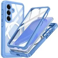 Wigento Handyhülle MagSafe für Samsung Galaxy S26 5G 360 Grad Bumper Blau 6,3 Zoll, Full Body, MagSafe-Unterstützung, präzise Passform
