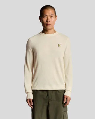 Lyle & Scott Lambswool-Mischung Rundhals-Pullover - Weiß