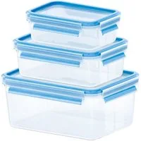 Emsa Frischhaltedose Clip & Close, Kunststoff, (Set, 3-tlg), 0,55/1/2,2L, auslaufsicher, hygienisch, innovative Deckeltechnologie