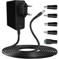 kowdom 12V Netzteil 2A 24W AC Adapter Universal 2m Kabel 5 Stecker Universal-Netzteil (5 Adapterköpfe 2m Kabel 24W Leistung Kurzschlussschutz)