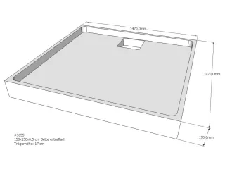 Neuesbad Wannenträger für Bette extraflach 150x150x6,5 SD22753