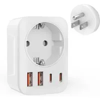 TUWENA USA Adapter Steckdose, 5-in-1 Reiseadapter USA mit 2*USB,2*USB-C,1*AC Adapter, Adapter usa DE Stecker, für EU zu US Kanada Mexiko, Typ B Reiseadapter