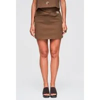 OMBRE A-Linien-Rock Damen Minirock mit asymmetrischer Drapierung Braun S (kein Set, 1-tlg) asymmetrische Drapierung