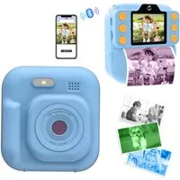 Blossom Kinder Sofortbildkamera Druckfunktion 1080P Digitalkamera Kinderkamera (48 MP, inkl. Videoaufnahme, DIY Graffiti, Spiele und Bluetooth 5.3, Dual Kamera mit Stickerpapier 2.0 Zoll IPS Bildschirm)