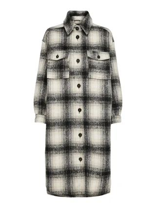 ONLY - ONLLOU LONG CHECK SHACKET OTW Pumice Stone - Gr. - S