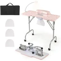 COSTWAY Maniküre-Pediküre-Set, Maniküretisch klappbar mit LED