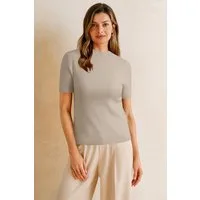 Arach&Cloz Kurzarmpullover Damen Pullover Wolle Blended Seamless Tops Rollkragenpullover, Nahtlose Herbsttops aus Wollmischung