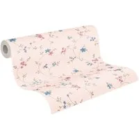 A.S. Création Vliestapete Landhaustapete mit Blümchen, leicht strukturiert, matt, gemustert, neutral, (1 St), Tapete Floral Blumenranke Tapeten Wohnzimmer Schlafzimmer Küche Design