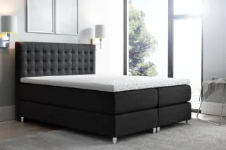 OUTLET Boxspringbett Schlafzimmerbett Bett BAROS Stoff Schwarz 140x200cm