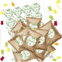 Logbuch-Verlag Dekofigur 24 kleine Fruchtgummi Tütchen mit DANKE Aufklebern grün floral -