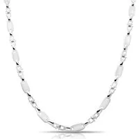Tony Fein Silberkette Plattenkette 6mm Massiv 925 Sterling Silber, Made in Italy für Herren